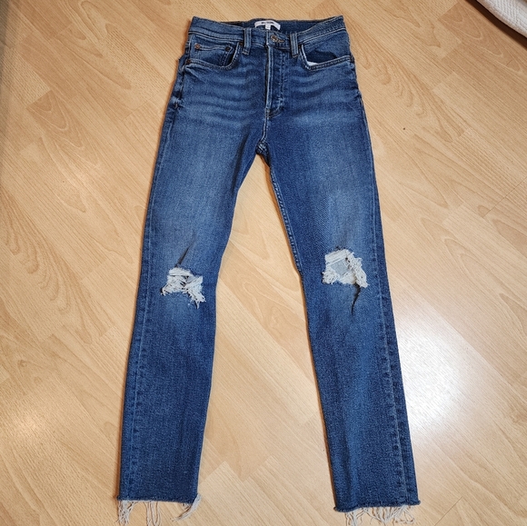 REDONE Ankle Crop Jeans Dusk Destroy Button Fly Womens Size 26 (2) - Picture 11 of 15